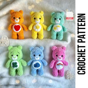 🌈 Care Bears Crochet Pattern – Colorful Plush Toy Set